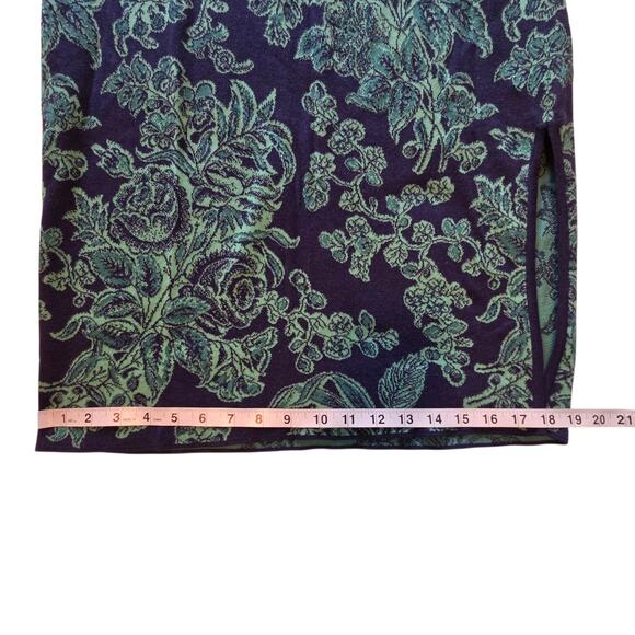 Peruvian Connection Long Knit Sweater Skirt floral pencil sz M Pima Cotton - Picture 9 of 10